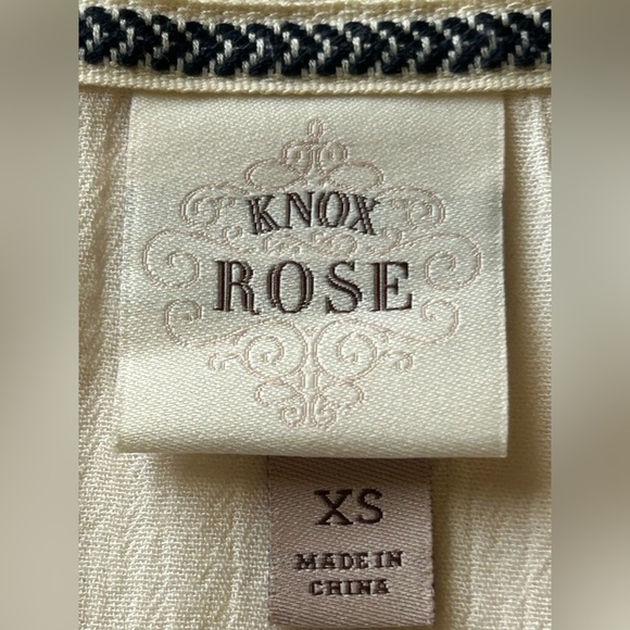 Knox Rose Cream Embroidered Ruffle Long Sleeve Boho Top Size XS - Picture 4 of 4